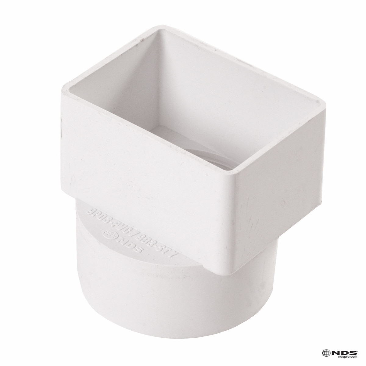 NDS PVC S&D Offset Downspout Adapter White 2 in. x 3 in. x 3 in. (fits