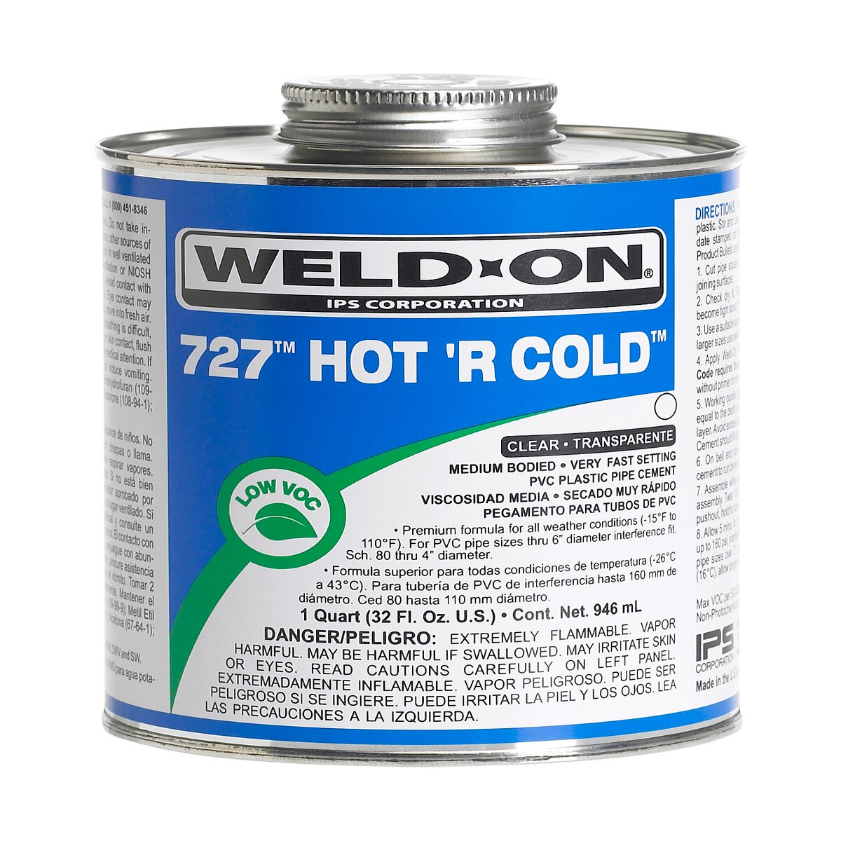 WeldOn 727 Hot 'R Cold Clear PVC Cement Low VOC Medium SiteOne